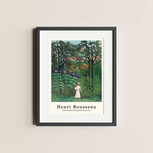 Femme se promenant dans une forêt exotique by Henri Rousseau - heyvidashop