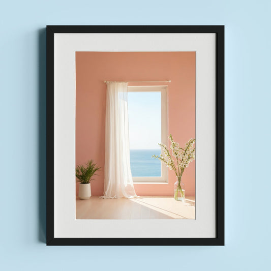 Serene Minimalist Interior with Ocean View and Soft Pastel Colors - heyvidashop