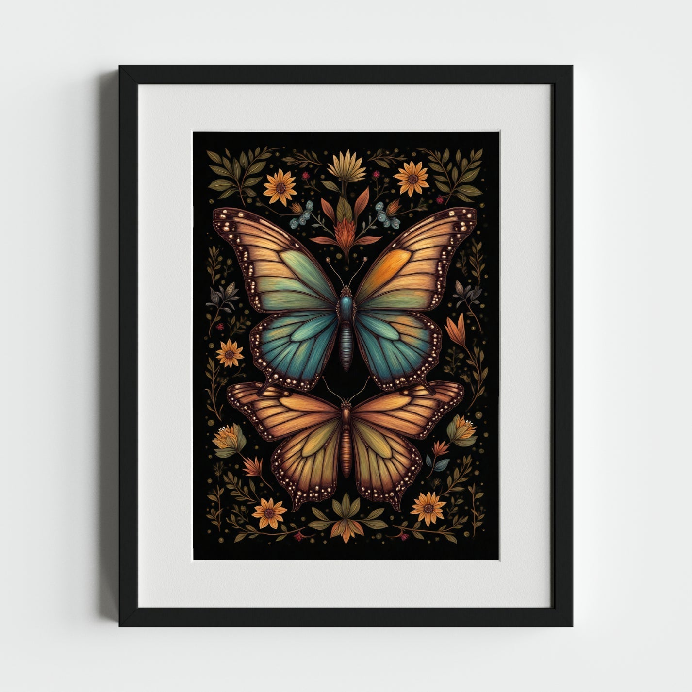 Vintage Butterfly and Floral Illustration - heyvidashop
